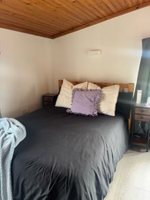 Wooden double bed frame & mattress