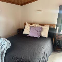Wooden double bed frame & mattress