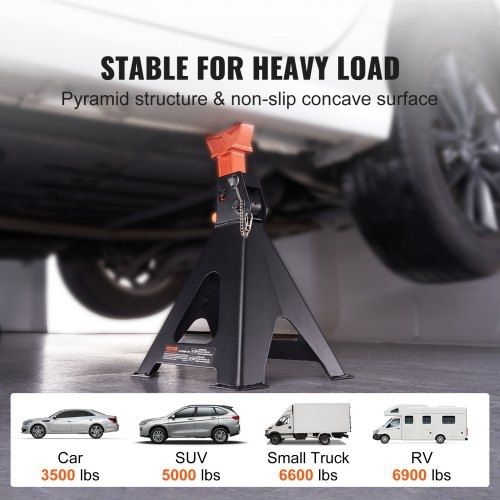 Jack Stands, 6 Ton (5,897.5 kg) Capacity Car Jack Stands Double Locking, 36.1 - 58.4 cm Adjustable Height, for lifting SUV