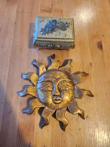 Jewellery Trinket Box. Plus Sun Wood wall Hanging. 38.