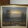 Vintage Oil on Canvas Landscape Ducks in Flight - Signed and Framed Image 10