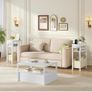 Narrow Side Table, Slim Bedside Table with Charging Station for Small Space, USB Ports and Power Outlet, 40 x 20 x 60 cm, for Living Room, White and Cream Image 5