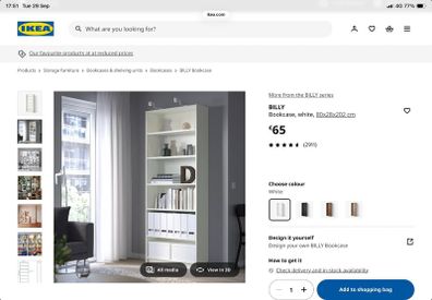 White Ikea billy bookcase.