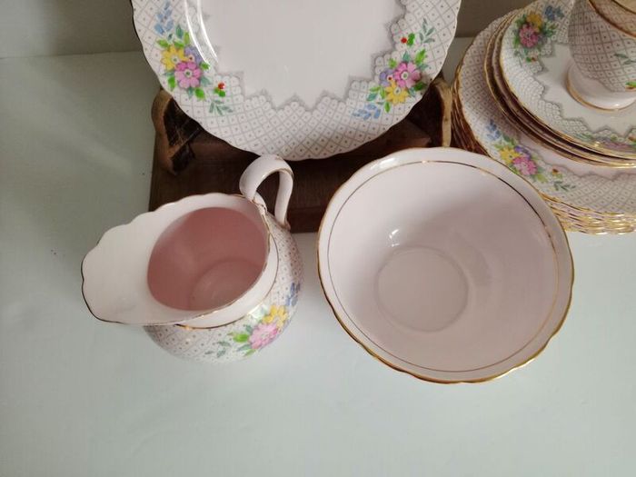 Vintage china tea set, Tuscan china , pink china lot