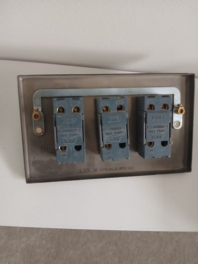Brushed steel toggle light switches - 3 and 4 gang