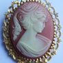 Vintage Cameo Carved  Gold tone Pin Brooch Image 8