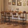 Bar Stools Set of 2, Breakfast Bar Stools, Kitchen Stools with Backs and Footrest, High Bar Chairs for Dining Room, Party, Rustic Brown Image 2