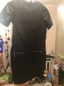 NEXT Black PVC Front Dress Short Sleeves Size 8 UK ...NOW REDUCED