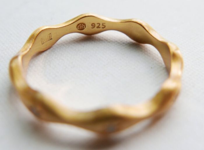 Vintage Sterling Silver 925 - 18KT Gold Plated Laura CZ Ring 2,67g size S
