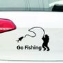 Car Sticker Go Fishing White Black Image 4