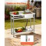 Stainless Steel Utility Sink, Free Standing Single Bowl Commercial Kitchen Sink with Faucet, 1000 x 500 x 940 mm, Utility Left Basin with Hot & Cold Water Pipe for Garage, Restaurant, Laundry Image 4