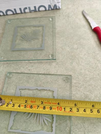 Set of 4 Glass Coasters .