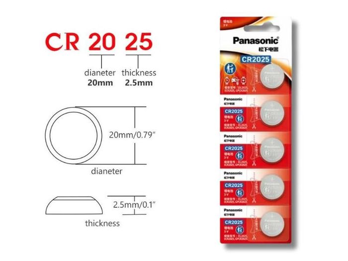 Panasonic CR2025 Lithium Coin Cell Batteries | 3V | 5 Pack | Brand New