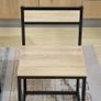 Dining Table and Chairs Set 1 Table + 2 tuck-under chairs for Kitchen - Black metal Light oak look Image 4