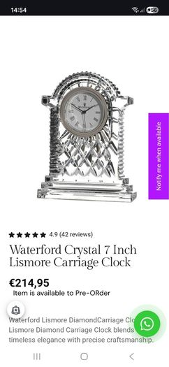 waterford crystal large carriage clock