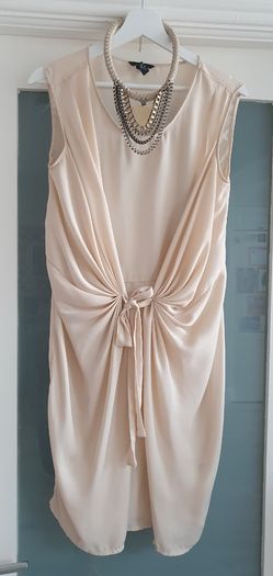 H&M beige tie front dress Sz 40 (Fit 12-16UK)