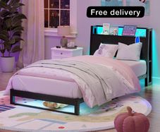 Single Bed with Charging Station and LED