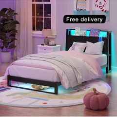 Single Bed with Charging Station and LED