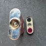 Vintage 3 In 1 Red Green White Light Tin Flashlight Torch Image 6