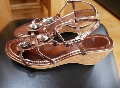 Ladies Sherbert sandals.Size 8.Wedged.Bronze