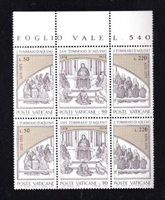 1974 Vatican City 7th Centenary of the Death of St. Thomas Aquinas Commemorative Se-tenant Stamps Mint Never Hinged (MNH)