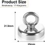 2 Pack Industrial Magnet, Neodymium Magnet with Eye Bolts, Heavy Duty Magnet Fishing for Hanging, Hoisting, Retrieving in River and Salvage Image 2