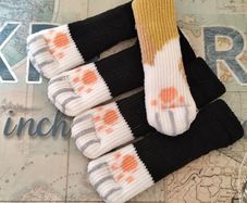 Cute Cat Paw Furniture Socks Floor Protectors Door Handle Covers Set of 5