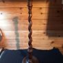 Antique oak barley twist candlestick w/ candle. D18 Image 2
