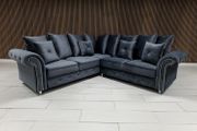 Olympia Grey Corner &amp; 3+2+1 Plush Fabric Sofa