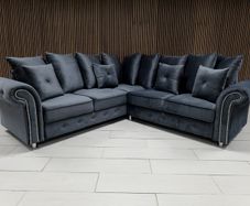 Olympia Grey Corner & 3+2+1 Plush Fabric Sofa