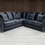 Olympia Grey Chester Arms Plush Velvet Fabric Sofa Image 4