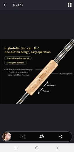 1 Pc Dual-Dynamic 3.5mm Noise Isolation sports earphones with microphone