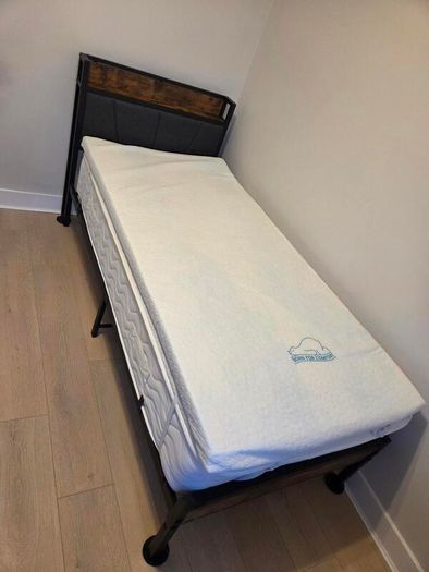 Single bed with mattress and topper