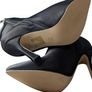 Black satin boots with diamonte design Image 3