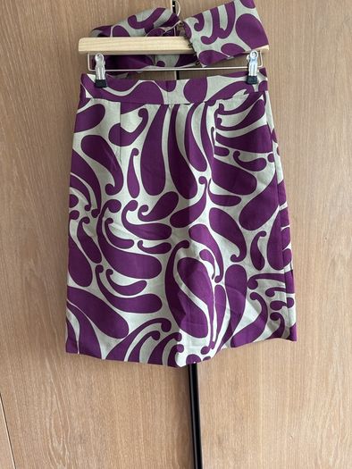 Hoss Intropia purple patterned pencil skirt with matching belt size 8