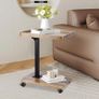 C Shaped Side Table, 360  Rotating C Table Height Adjustable (45-80cm) | 360 Rotating C Table Height Adjustable (45-80cm), Adjustable Side Table With Castors, as Storage Space for Sofa, Brown Image 6