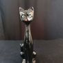 Black Ceramic Cat Vase and Dog Image 7