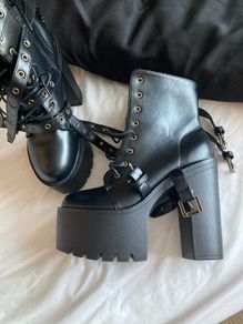 Gdgydh Black Platform Boots Brand New