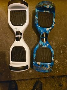 2 Hoverboards, White & Blue, Not Tested, no Charger