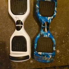 2 Hoverboards, White & Blue, Not Tested, no Charger