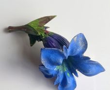 Vintage celluloid bluebell wildflower brooch pin