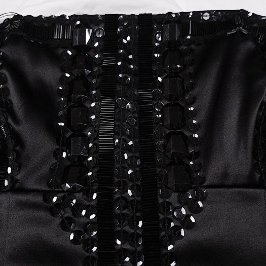 Next Black Satin Beaded Sequin Embellished Strapless Bustier Corset Top 12UK/40EU