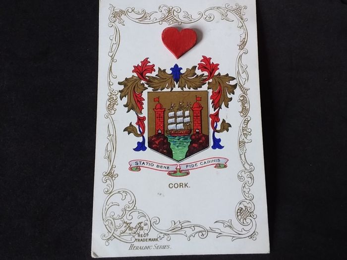 Ireland Postcard : Cork City Coat of Arms - Heraldic Series : 1905