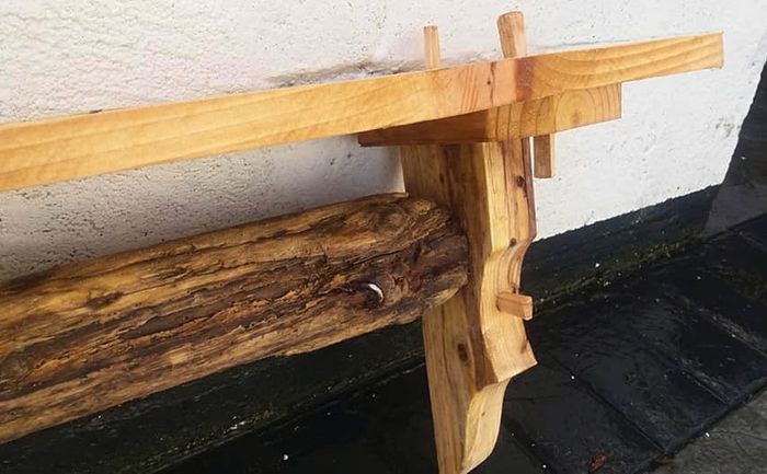 Rustic Driftwood Stove Mantel / Floating Shelf