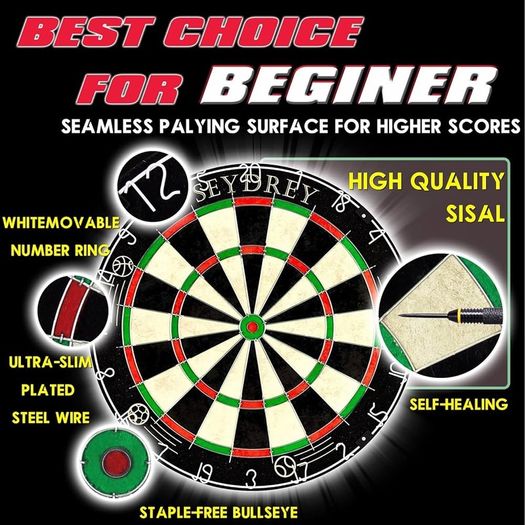 Steel Dart Board Dartboard set with 6 pcs 20g Steel Tip Darts 12 Flights Rotating Number Ring + Staple-Free Bullseye Throwing Line Install Instruction