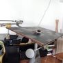 Antique Architectural Drawing table and Stool Made by UNIC of Paris and complete parallel bar and ruler Image 7