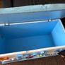 x2 Toy storage boxes Personalized white toy box features a light blue cushioned seat, the name "Jack" and pirate plastic box with lead Image 4