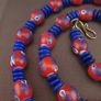 Vintage Venetian Style Floral Glass And tire Shape Blue Glass Beads Necklace Image 7