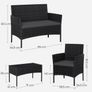 Garden Furniture Set, PE Polyrattan, Lounge Set, 4 pieces Patio Furniture, Outdoor, for Patio, Balcony, Garden Image 4