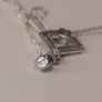 Sterling silver square pendant with a cz stone Image 4